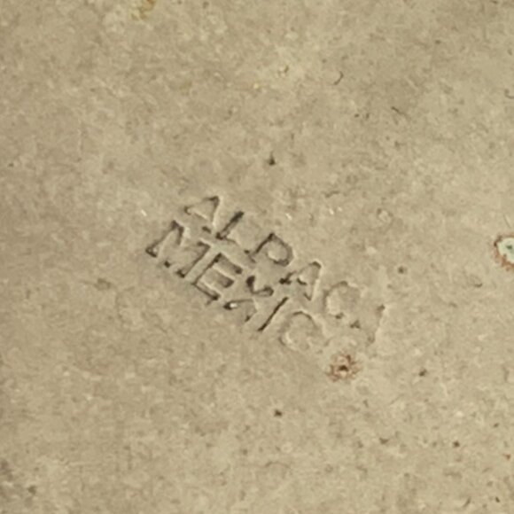 MEXICO ALPACA SILVER ROUND ABALONE DANGLING EARRINGS - Picture 2 of 5